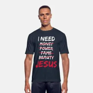 Christian sportswear for men - "I need Jesus" by Christian Apparel.