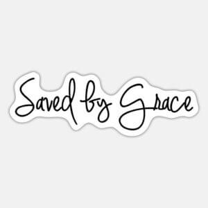 Design with the phrase "Saved by grace" by Christian Apparel.